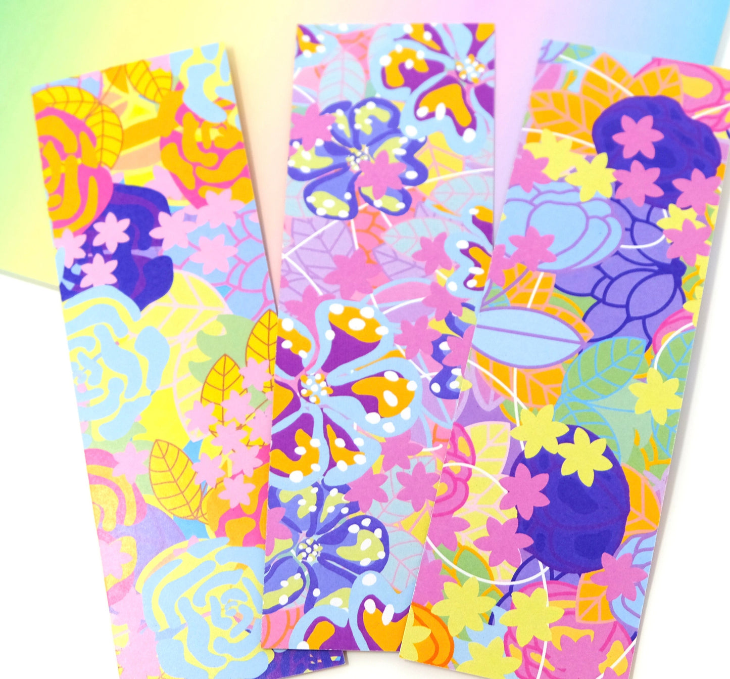 Double-sided - 100% Recycled Card - Bold Botanical Bookmark - Floral Book-markers - 3 Floral Design