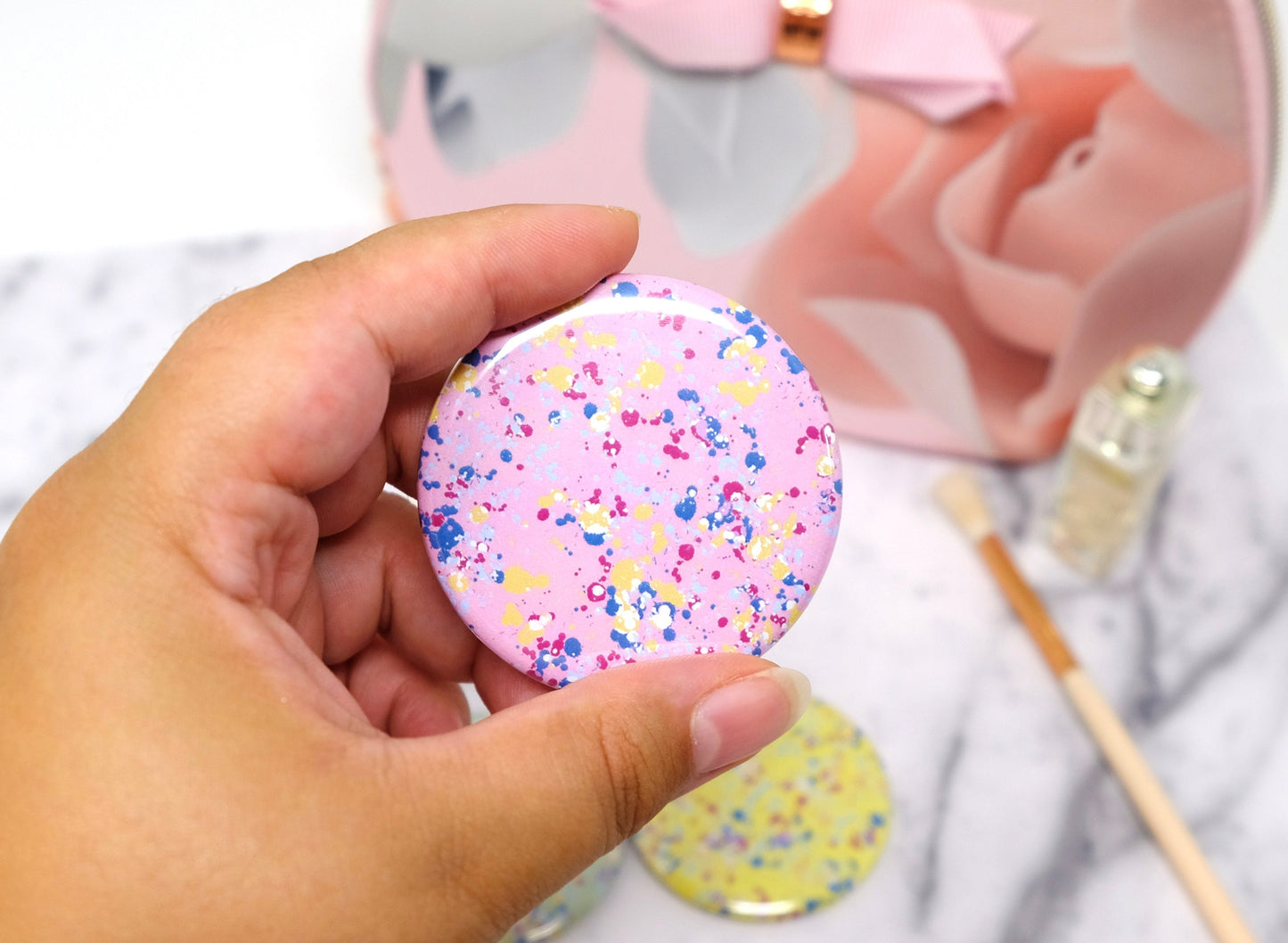 Cute Colourful and Creative 58mm Pocket Mirrors - Beauty Compact in 6 Pastel Colours - make-up pocket mirror