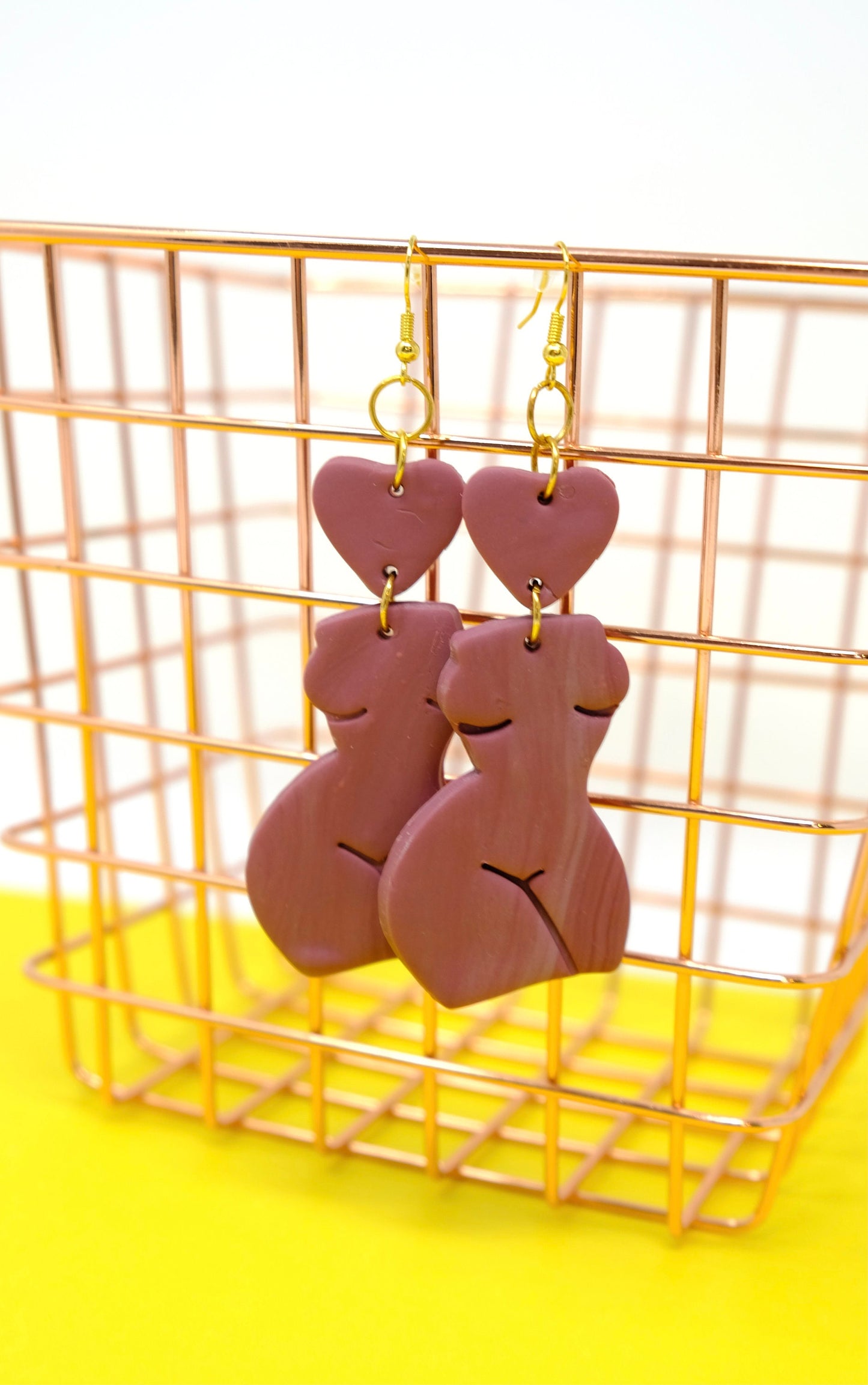One Off Handmade Polymer Clay Earrings - Assorted Hearts and Female Nude Earrings - Valentine's Day Collection
