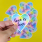 Love is Love Vinyl Sticker - Matte Vinyl Heart Laptop Sticker - Rainbow Heart Die-Cut Decal