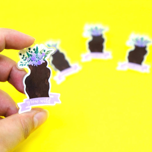 Grow Wild Acrylic Pin - Body Positive Acrylic Pin with Rubber Backing - Self Love Inspirational Pin