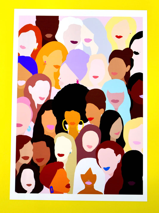 Hear Me Roar Digitally Illustrated Women Empowerment Print - Sisterhood Art Print Celebrating Diversity and Womanhood - The Future Is Female