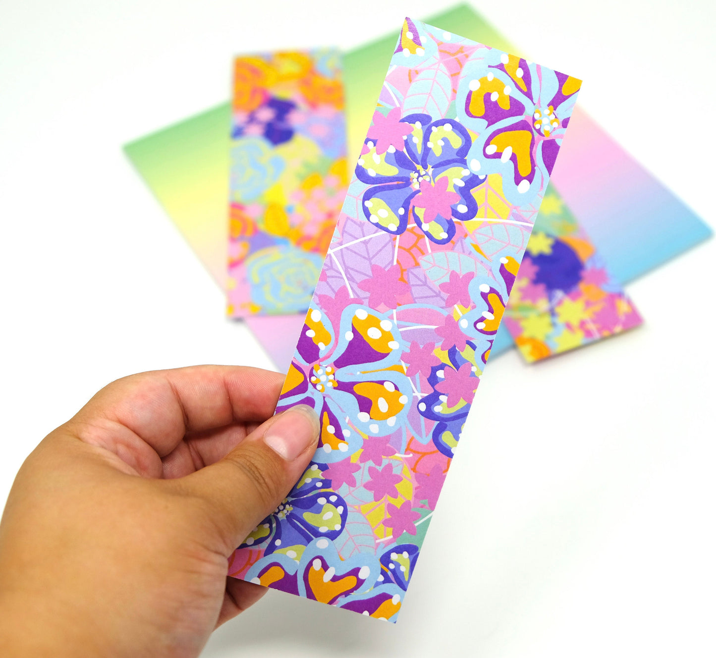 Double-sided - 100% Recycled Card - Bold Botanical Bookmark - Floral Book-markers - 3 Floral Design