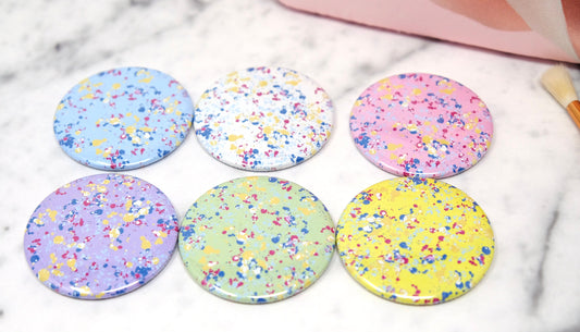 Cute Colourful and Creative 58mm Pocket Mirrors - Beauty Compact in 6 Pastel Colours - make-up pocket mirror