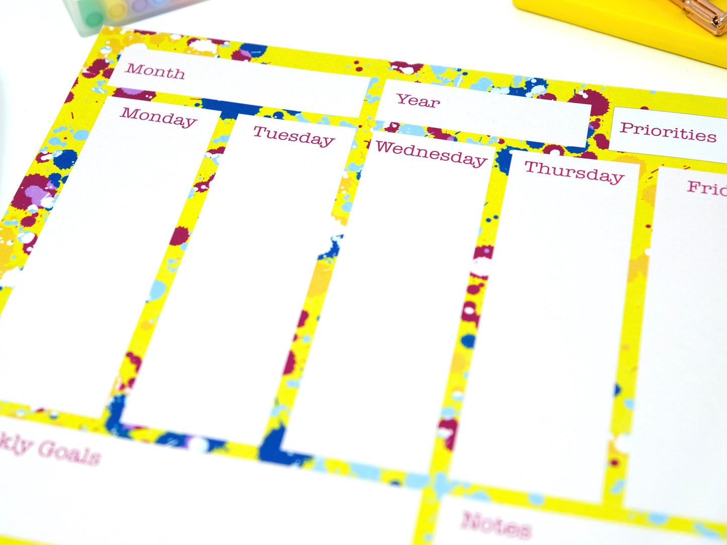 Creative Cute and Colourful Weekly Planners - Desk Planner Note Pads with 50 Tear Away Pages - A4 Desk Pads Available In 6 Colours