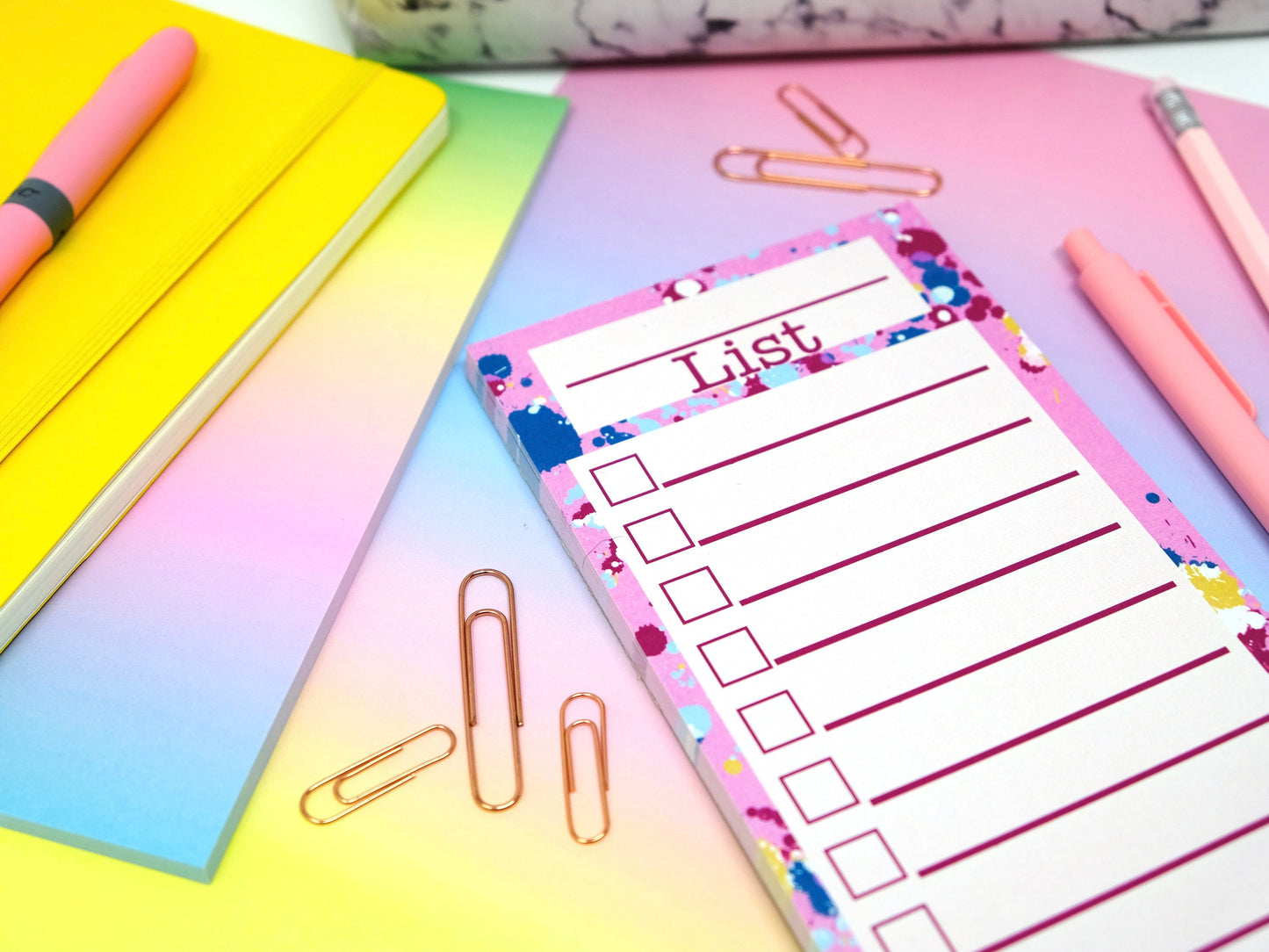 Creative Cute and Colourful List Pads - List Note Pads with 50 Tear Away Pages - To Do List Pads In 6 Colours