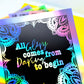 All Glory Comes From Daring To Begin Art Print - Holographic Rainbow Foiled Square Art Print - Limited Edition Word or Quote Wall Art
