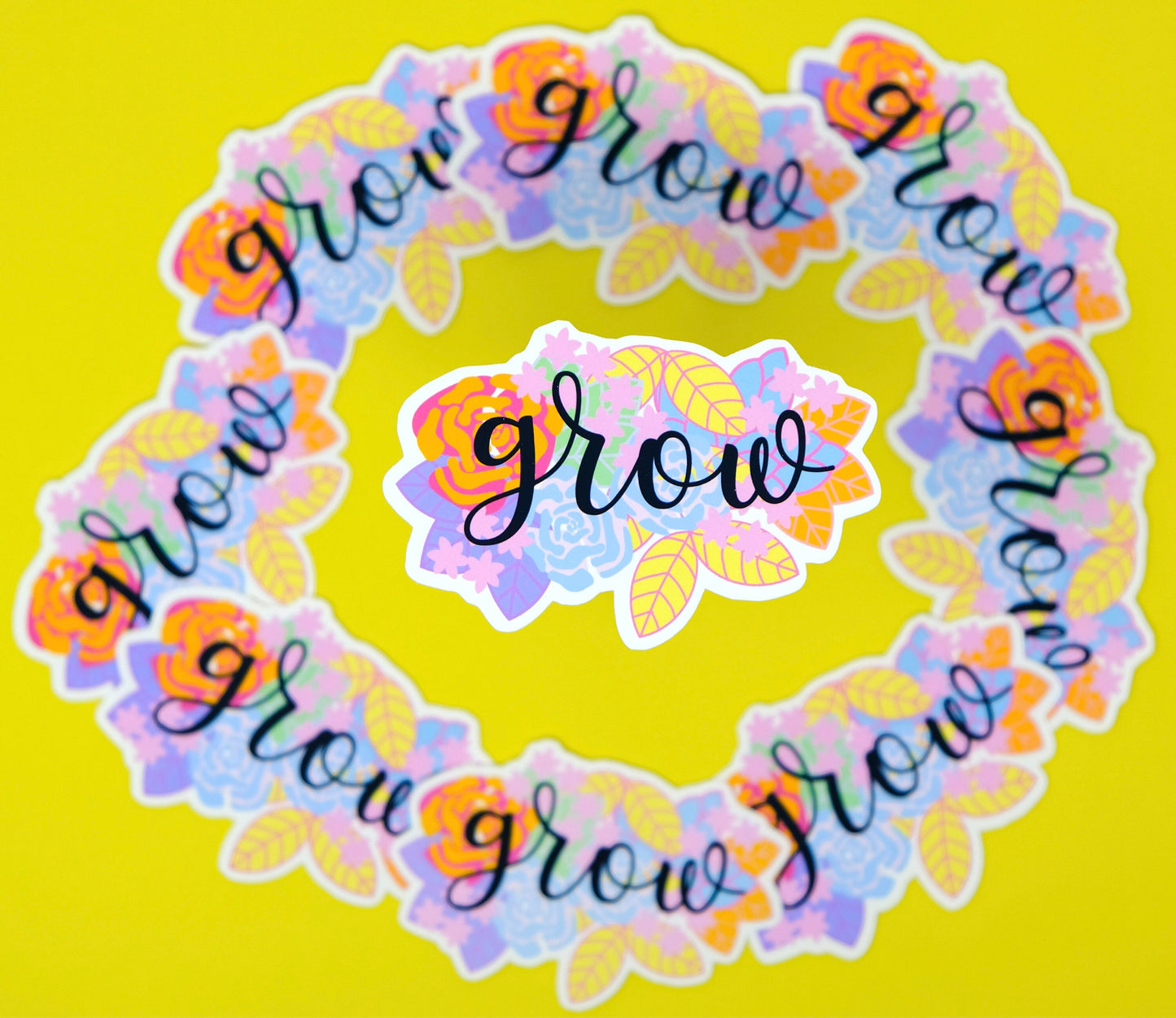 Floral Decorated Word Sticker - Bold Botanicals Die-Cut Stickers - Colourful Florals Sticker with Text