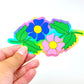 Ying & Yang Flower Stickers in Rainbow Holographic - Floral Holographic Sticker