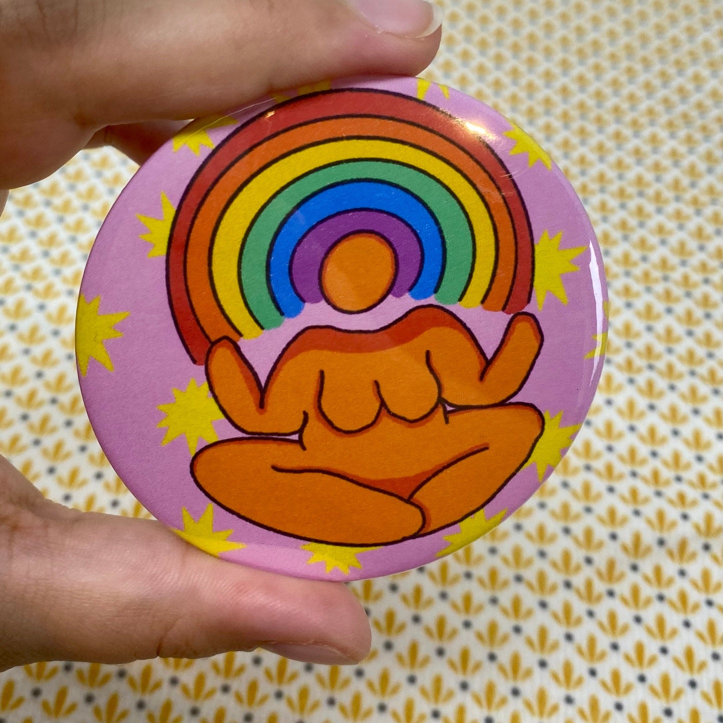 Pride Goddess Pocket Mirror - Self Care Mirror Featuring Pride Rainbow - Handmade LGBTQ Pocket Mirror