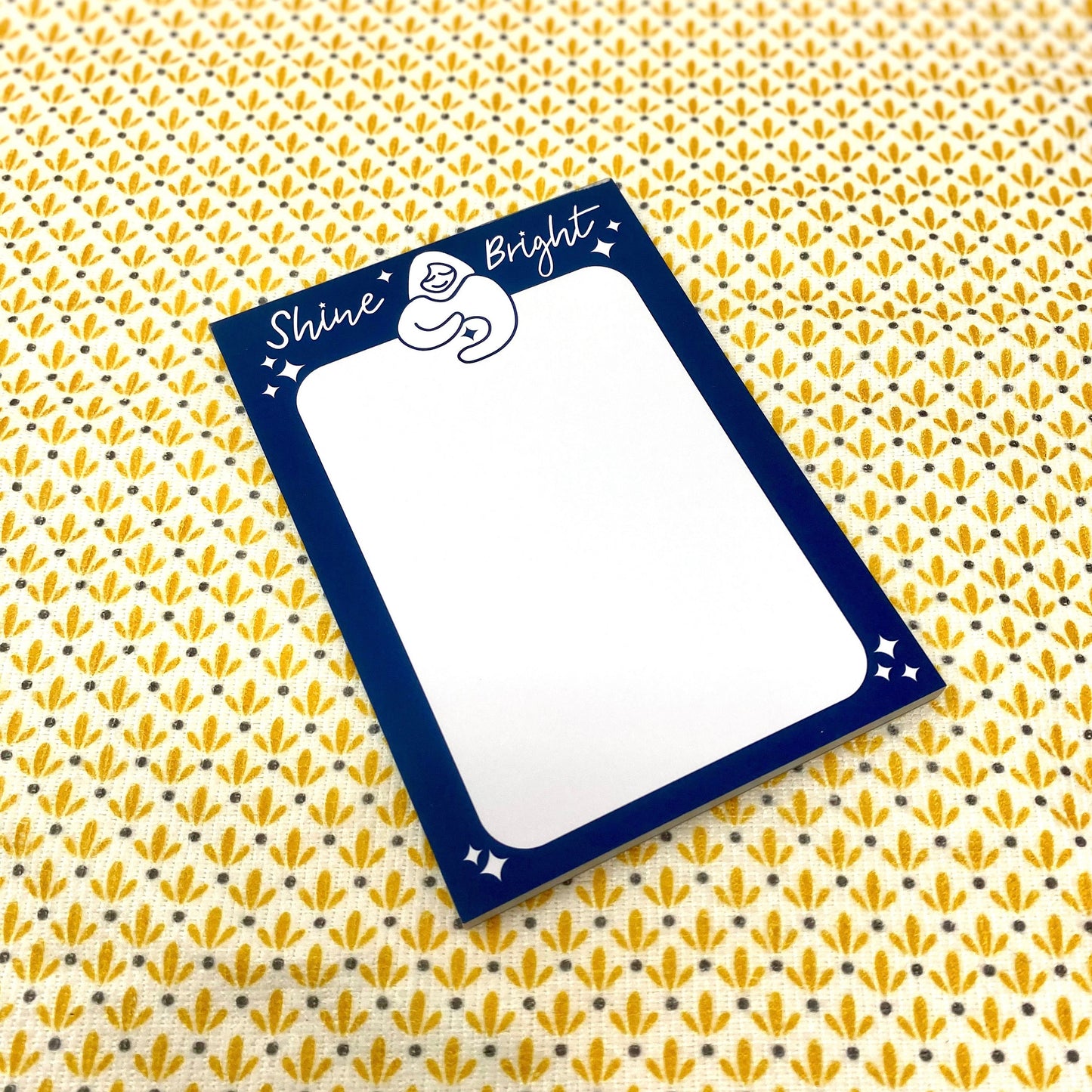 Shine Bright Celestial Goddess A6 Notepad - Illustrated Memo Pad with 50 tearable Sheets - Blue Note Pad With Stars