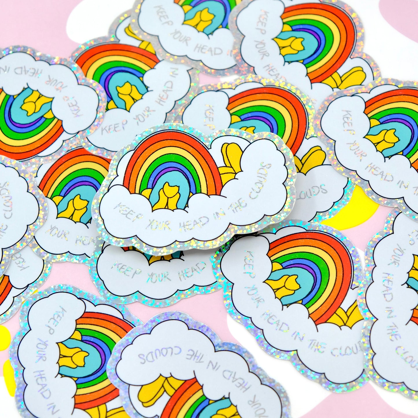 Keep Your Head in the Clouds Glitter Effect Vinyl Sticker