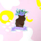 Grow Wild Self Love Glitter Sticker - Self Growth Vinyl Die Cut Sticker - Glitter Effect Vinyl Nude with Purple Flowers