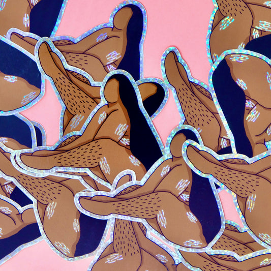 Nude Self Love Glitter Holographic Vinyl Sticker  - Body Positive Sticker supporting LGBTQIA - Inclusivity and diversity