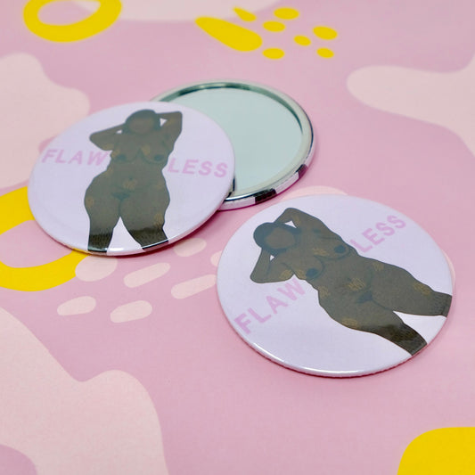 Flawless nude Pocket Mirror - Cute compact mirror promoting self love - body positive handheld beauty mirror