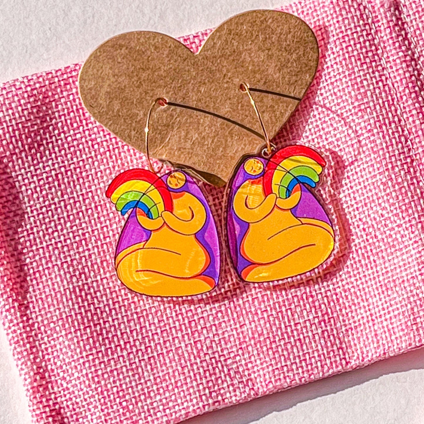 Live With Pride Acrylic Hoop Earrings - LGBTQIA Self Love Rainbow Earrings - Recycled Acrylic Inclusion Earrings