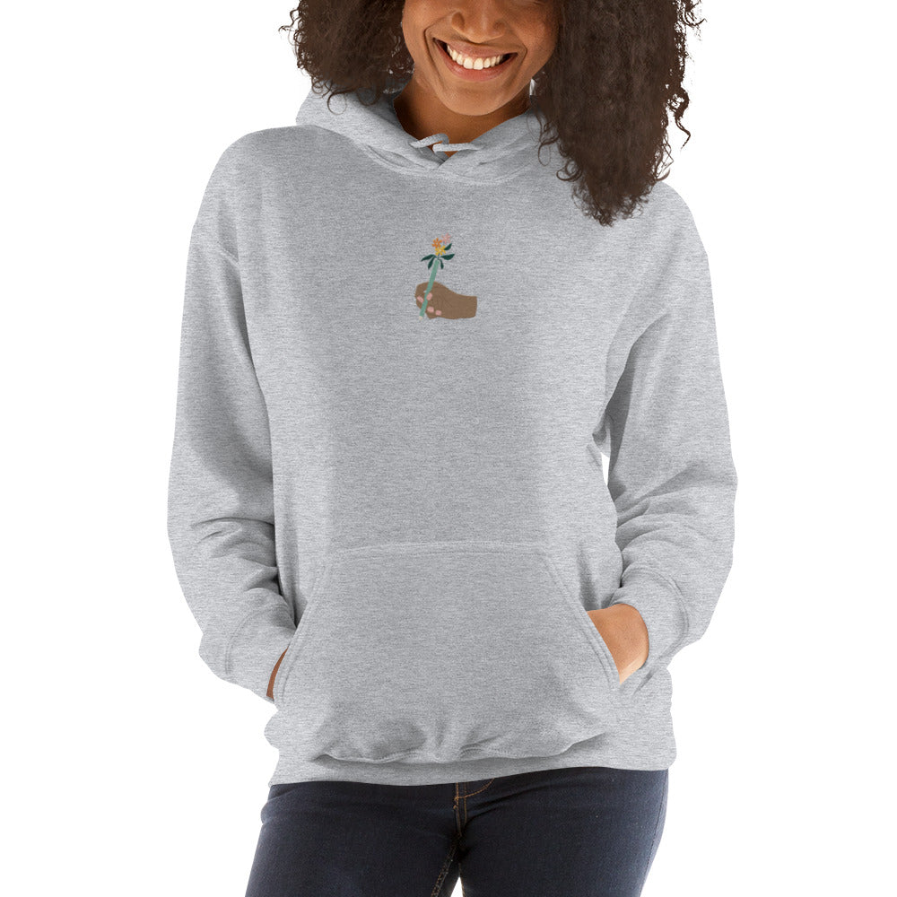 Blooming Creativity Unisex Hoodie - Embroidered Jumper with Hood